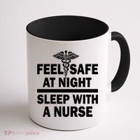 Feel Safe At Night Sleep With A Nurse Coffee Mug thumb 1