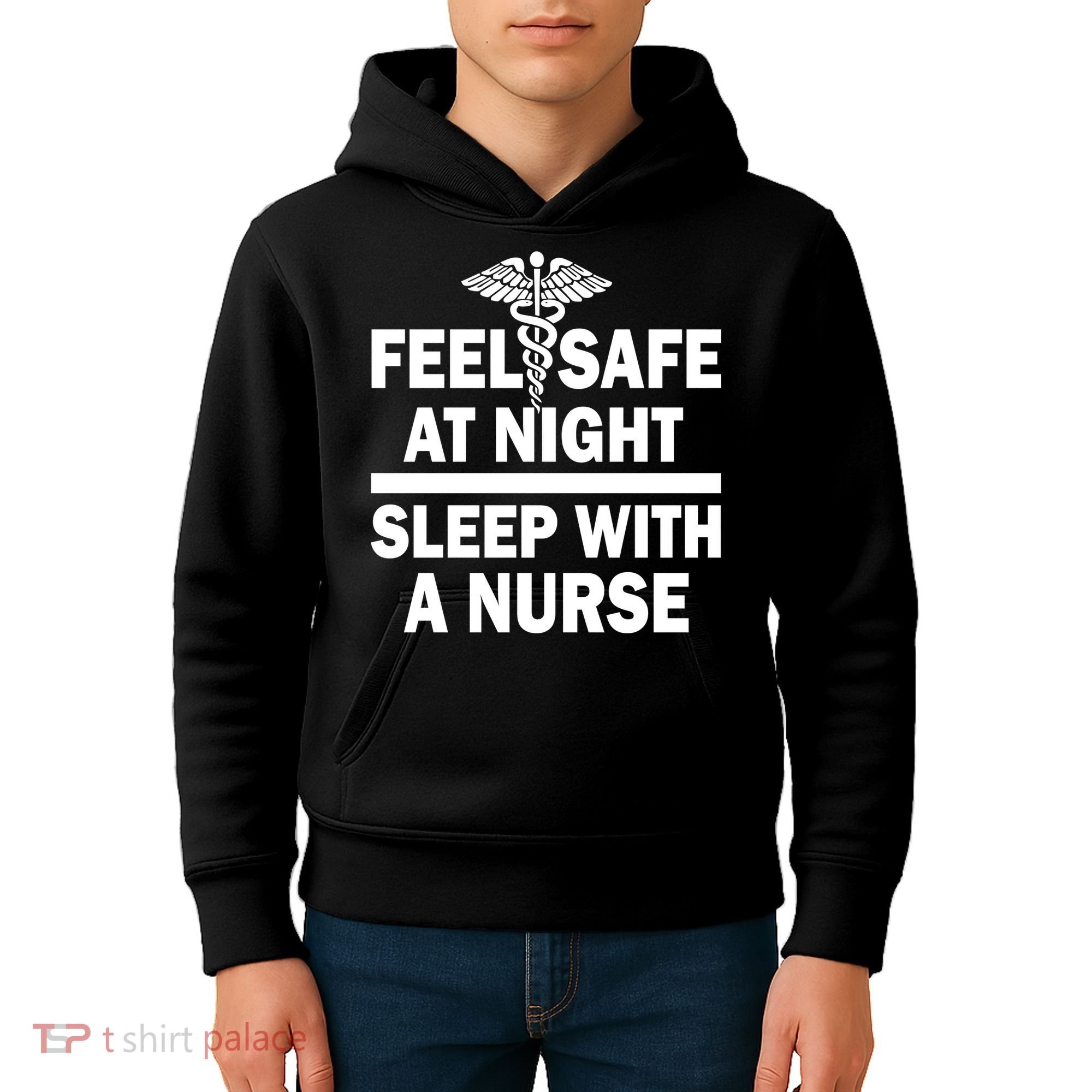 Feel Safe At Night Sleep With A Nurse Kids Hoodie