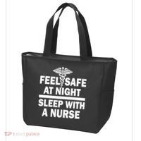 Feel Safe At Night Sleep With A Nurse Tote Bag thumb 3