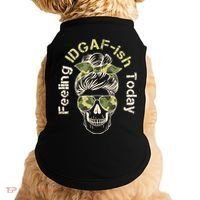 Feeling IDGAF-ish Today Army Print Hair Bun Skull Doggie Tank thumb 0