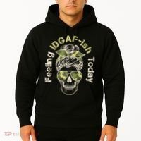 Feeling IDGAF-ish Today Army Print Hair Bun Skull Hoodie thumb 2