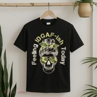 Feeling IDGAF-ish Today Army Print Hair Bun Skull T-Shirt thumb 2