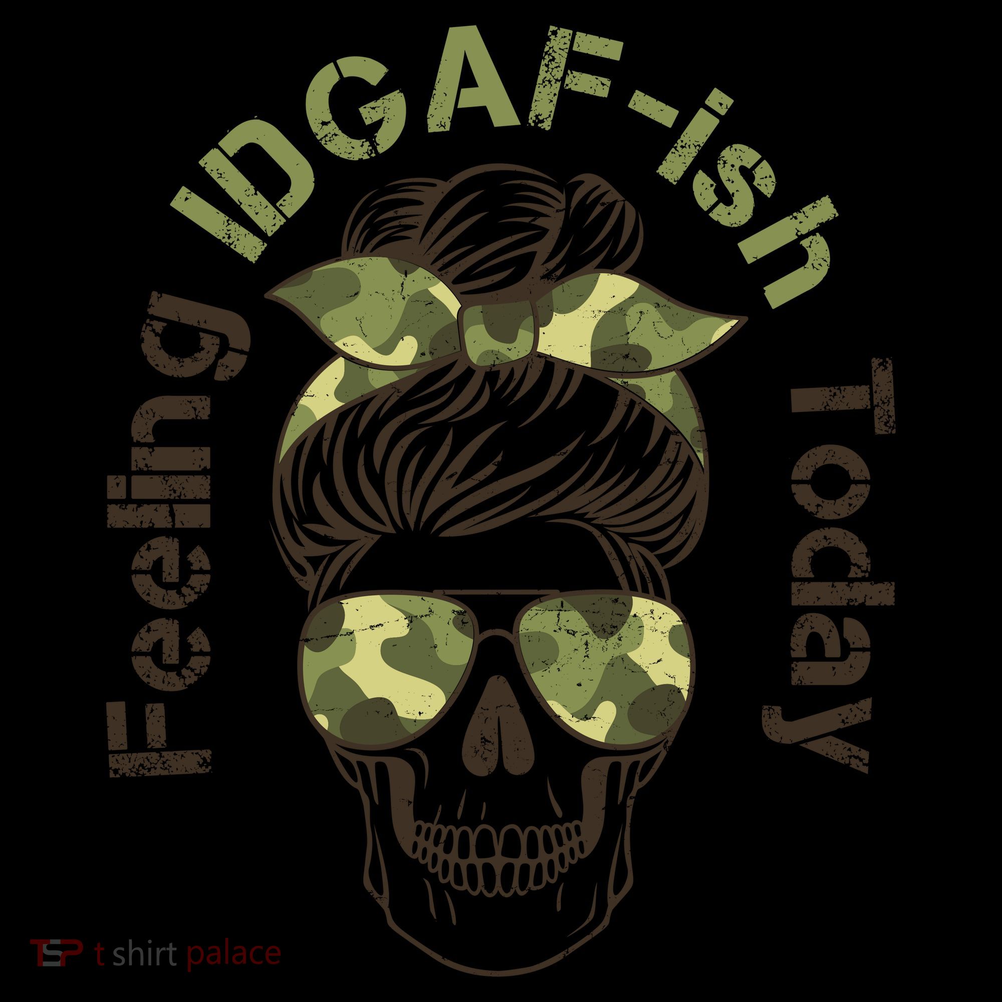 Feeling IDGAF-ish Today Army Print Hair Bun Skull Coffee Mug