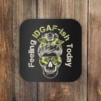 Feeling IDGAF-ish Today Army Print Hair Bun Skull Coaster thumb 0