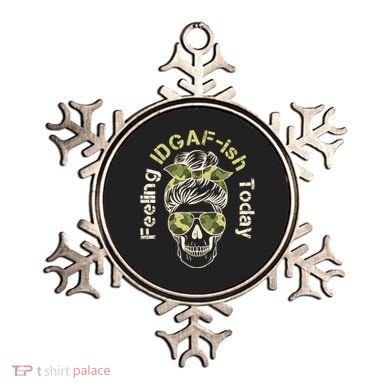 Feeling IDGAF-ish Today Army Print Hair Bun Skull Ornament