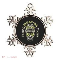 Feeling IDGAF-ish Today Army Print Hair Bun Skull Ornament thumb 0