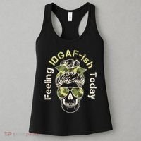 Feeling IDGAF-ish Today Army Print Hair Bun Skull Women's Tank Top thumb 3