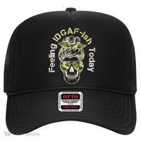 Feeling IDGAF-ish Today Army Print Hair Bun Skull Hat thumb 0