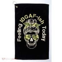 Feeling IDGAF-ish Today Army Print Hair Bun Skull Golf Towel thumb 0