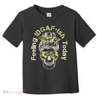Feeling IDGAF-ish Today Army Print Hair Bun Skull Toddler T-Shirt thumb 0
