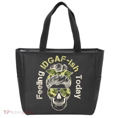 Feeling IDGAF-ish Today Army Print Hair Bun Skull Bag