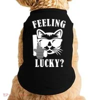 Feeling Luck Cat With Pistol Gun Doggie Tank thumb 0
