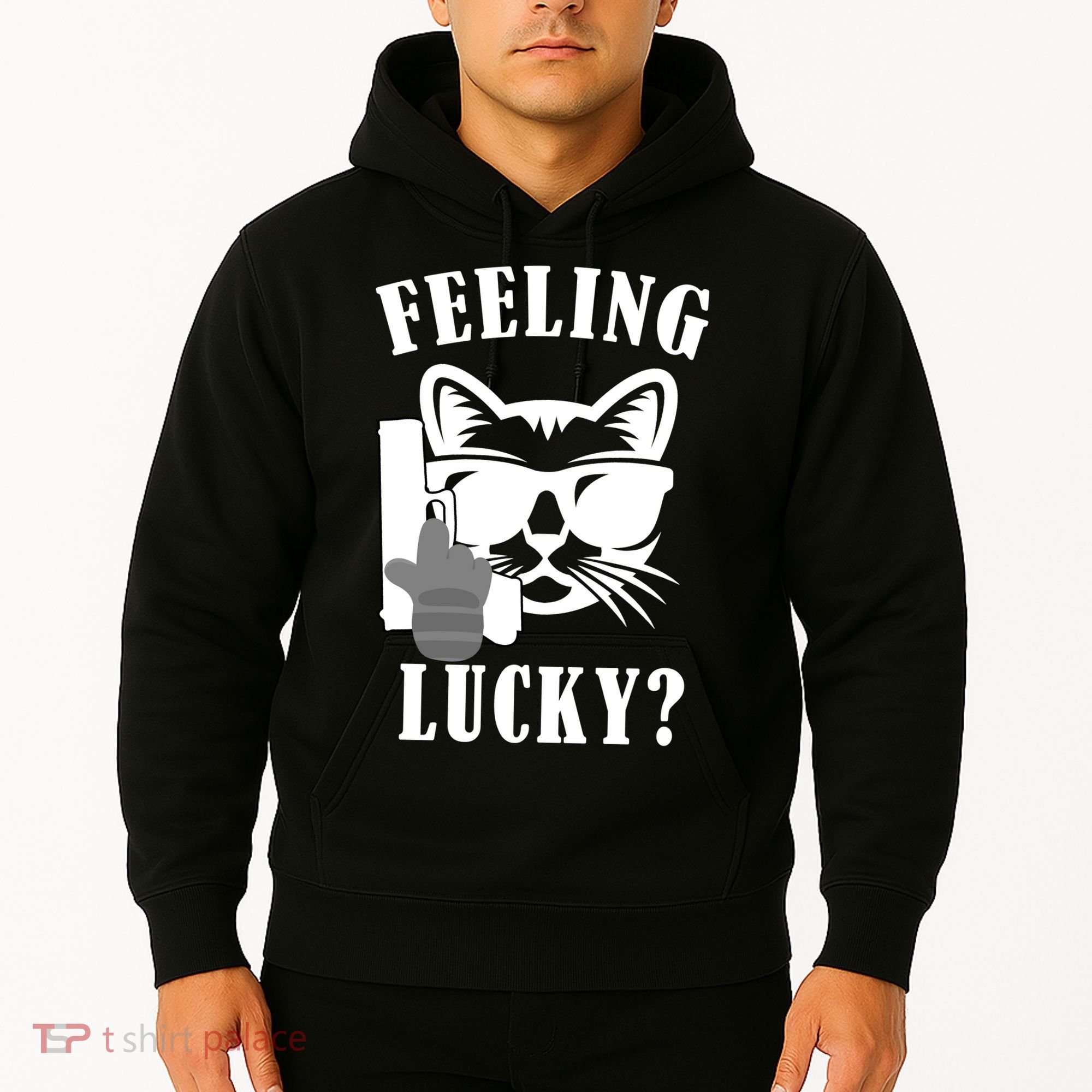 Feeling Luck Cat With Pistol Gun Hoodie