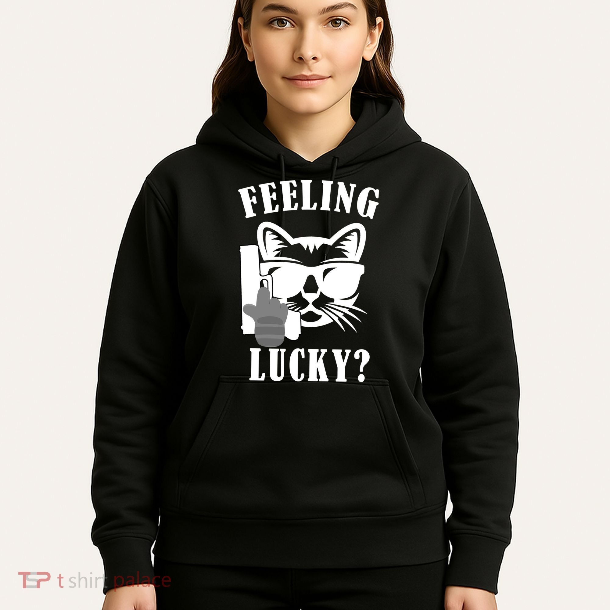 Feeling Luck Cat With Pistol Gun Hoodie