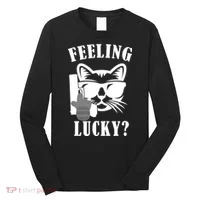 Feeling Luck Cat With Pistol Gun Long Sleeve Shirt thumb 0
