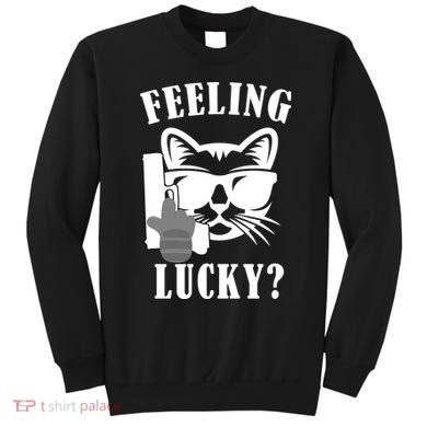 Feeling Luck Cat With Pistol Gun Sweatshirt