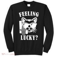 Feeling Luck Cat With Pistol Gun Sweatshirt thumb 0
