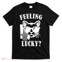 Feeling Luck Cat With Pistol Gun T-Shirt thumb 0
