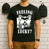 Feeling Luck Cat With Pistol Gun T-Shirt thumb 6