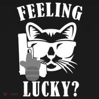 Feeling Luck Cat With Pistol Gun T-Shirt thumb 7
