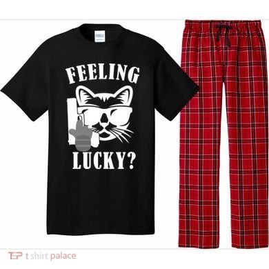 Feeling Luck Cat With Pistol Gun Pajama Set