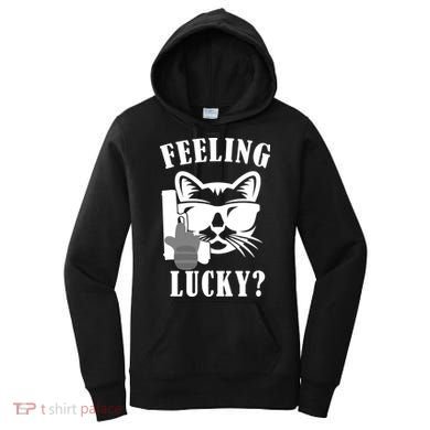 Feeling Luck Cat With Pistol Gun Women's Hoodie