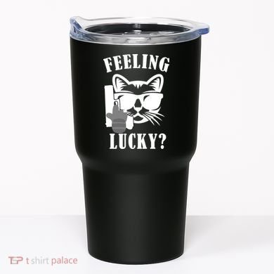 Feeling Luck Cat With Pistol Gun Tumbler