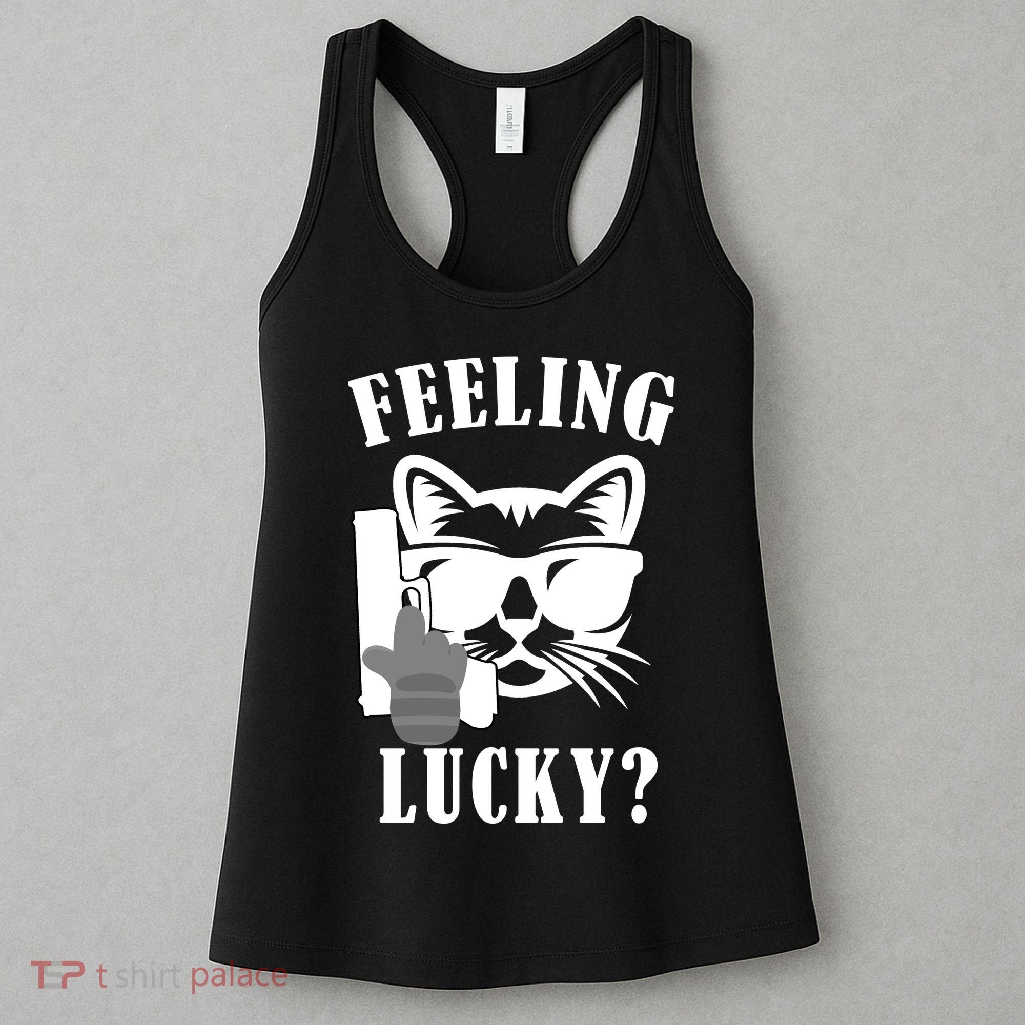Feeling Luck Cat With Pistol Gun Women's Tank Top