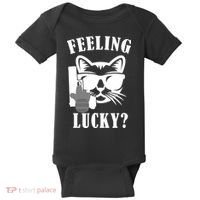 Feeling Luck Cat With Pistol Gun Baby Bodysuit thumb 0