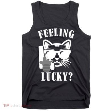 Feeling Luck Cat With Pistol Gun Tank Top