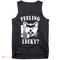Feeling Luck Cat With Pistol Gun Tank Top thumb 0