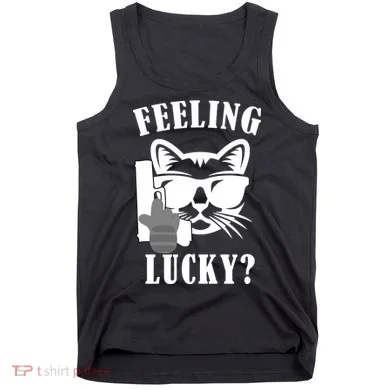 Feeling Luck Cat With Pistol Gun Tank Top