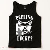 Feeling Luck Cat With Pistol Gun Tank Top thumb 2