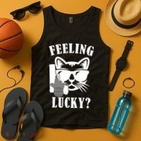 Feeling Luck Cat With Pistol Gun Tank Top thumb 4