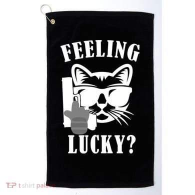 Feeling Luck Cat With Pistol Gun Golf Towel