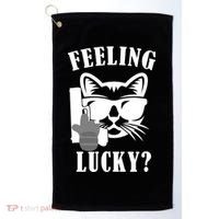 Feeling Luck Cat With Pistol Gun Golf Towel thumb 0