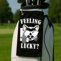 Feeling Luck Cat With Pistol Gun Golf Towel thumb 2