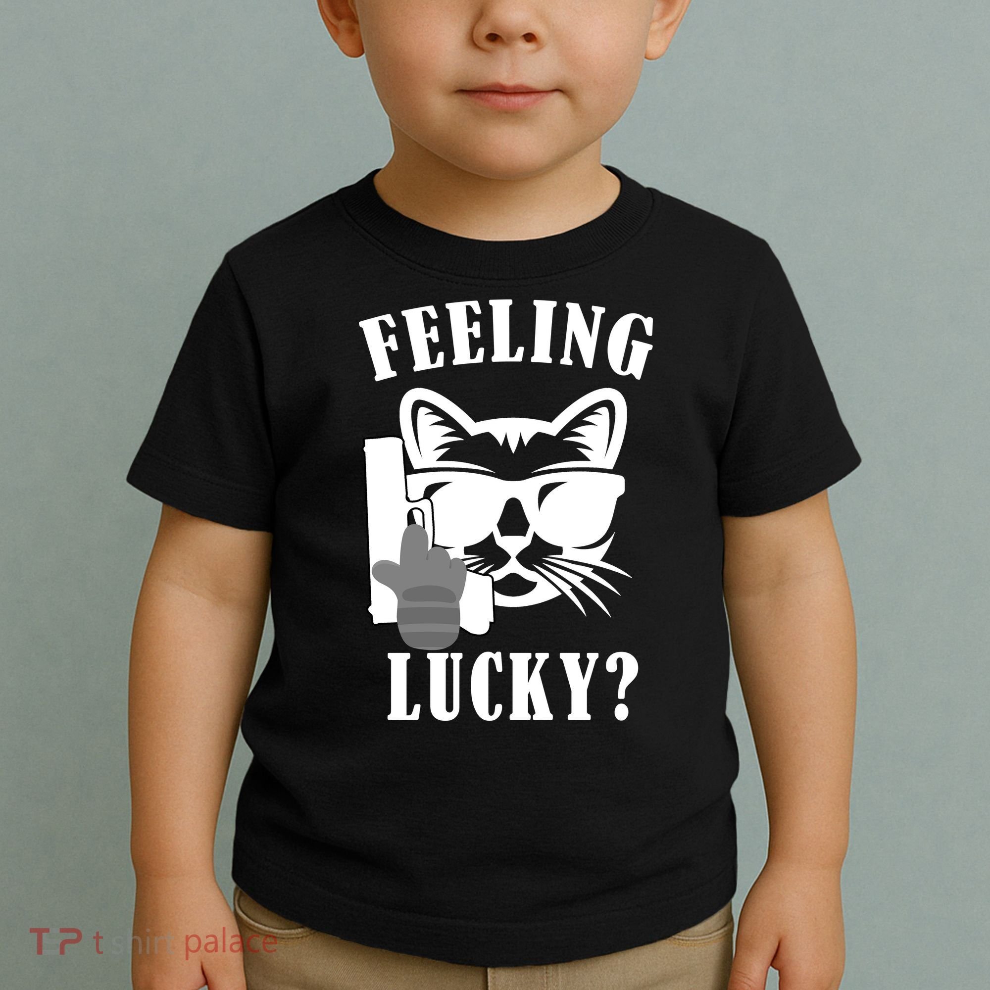 Feeling Luck Cat With Pistol Gun Toddler T-Shirt