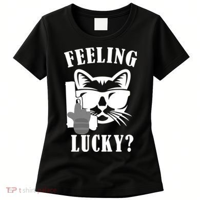 Feeling Luck Cat With Pistol Gun Women's T-Shirt