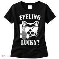 Feeling Luck Cat With Pistol Gun Women's T-Shirt thumb 0