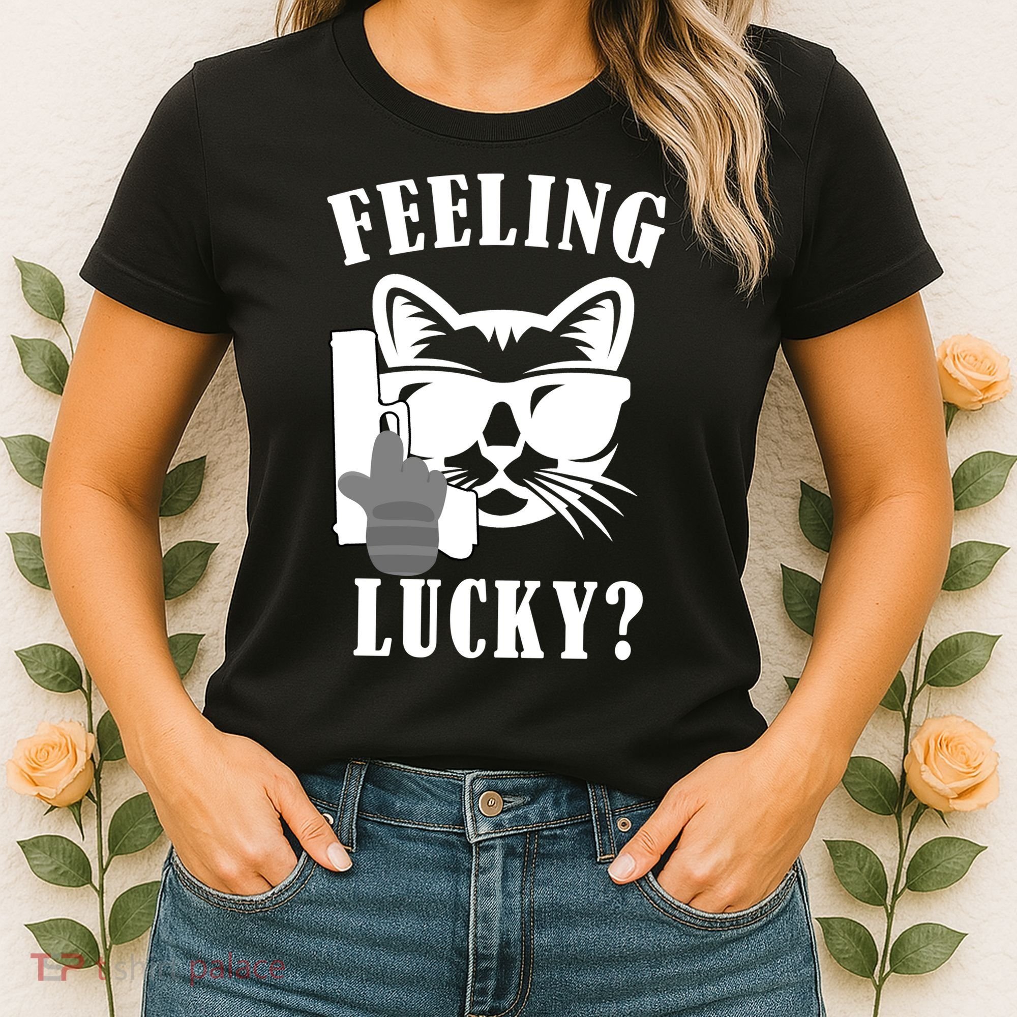Feeling Luck Cat With Pistol Gun Women's T-Shirt