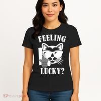 Feeling Luck Cat With Pistol Gun Women's T-Shirt thumb 4