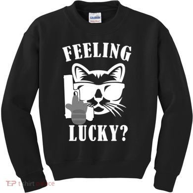 Feeling Luck Cat With Pistol Gun Kids Sweatshirt