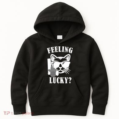 Feeling Luck Cat With Pistol Gun Kids Hoodie