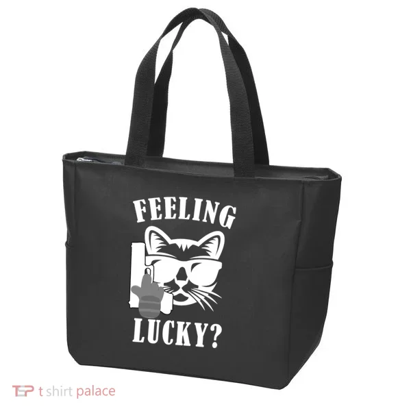 Feeling Luck Cat With Pistol Gun Tote Bag