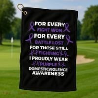 For Every Fight Won Domistic Violence Awareness Domestic V Golf Towel thumb 1