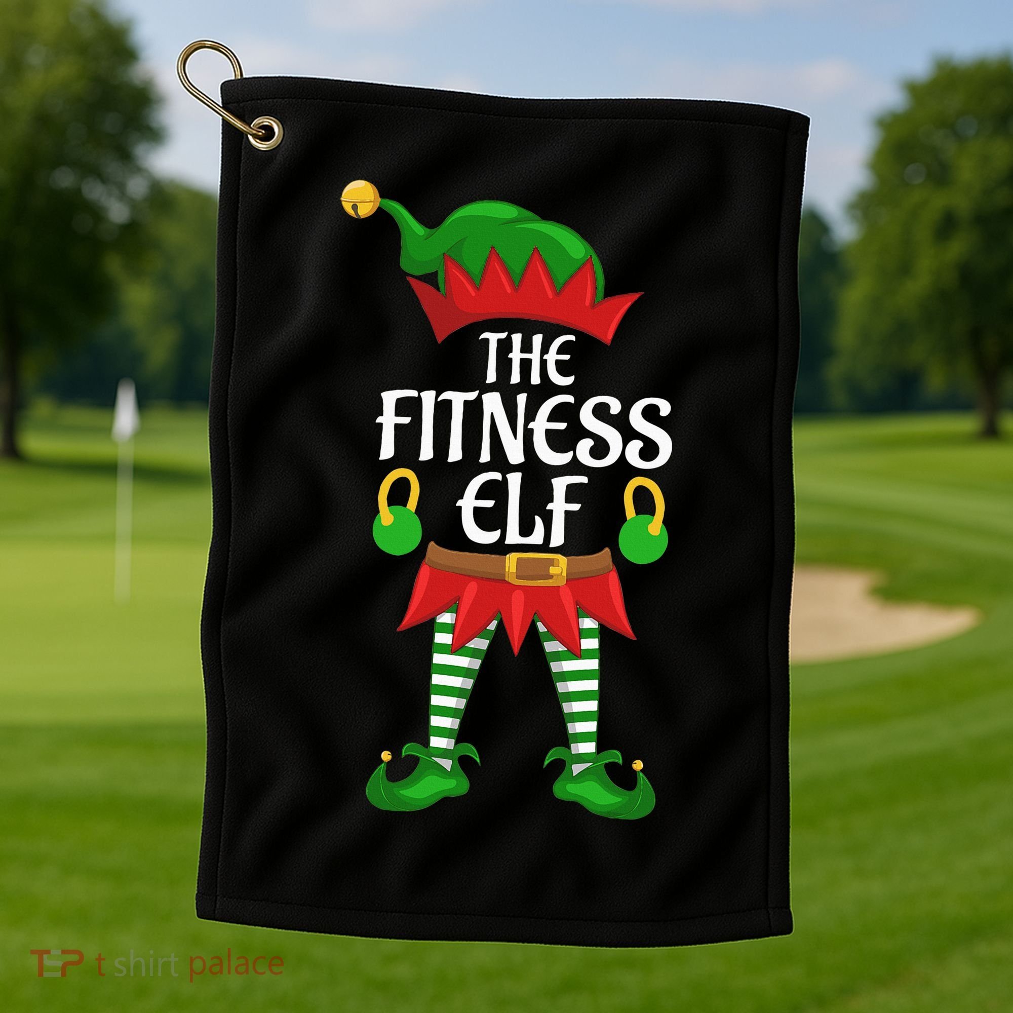 Fitness Elf Family Matching Group Christmas Party Golf Towel