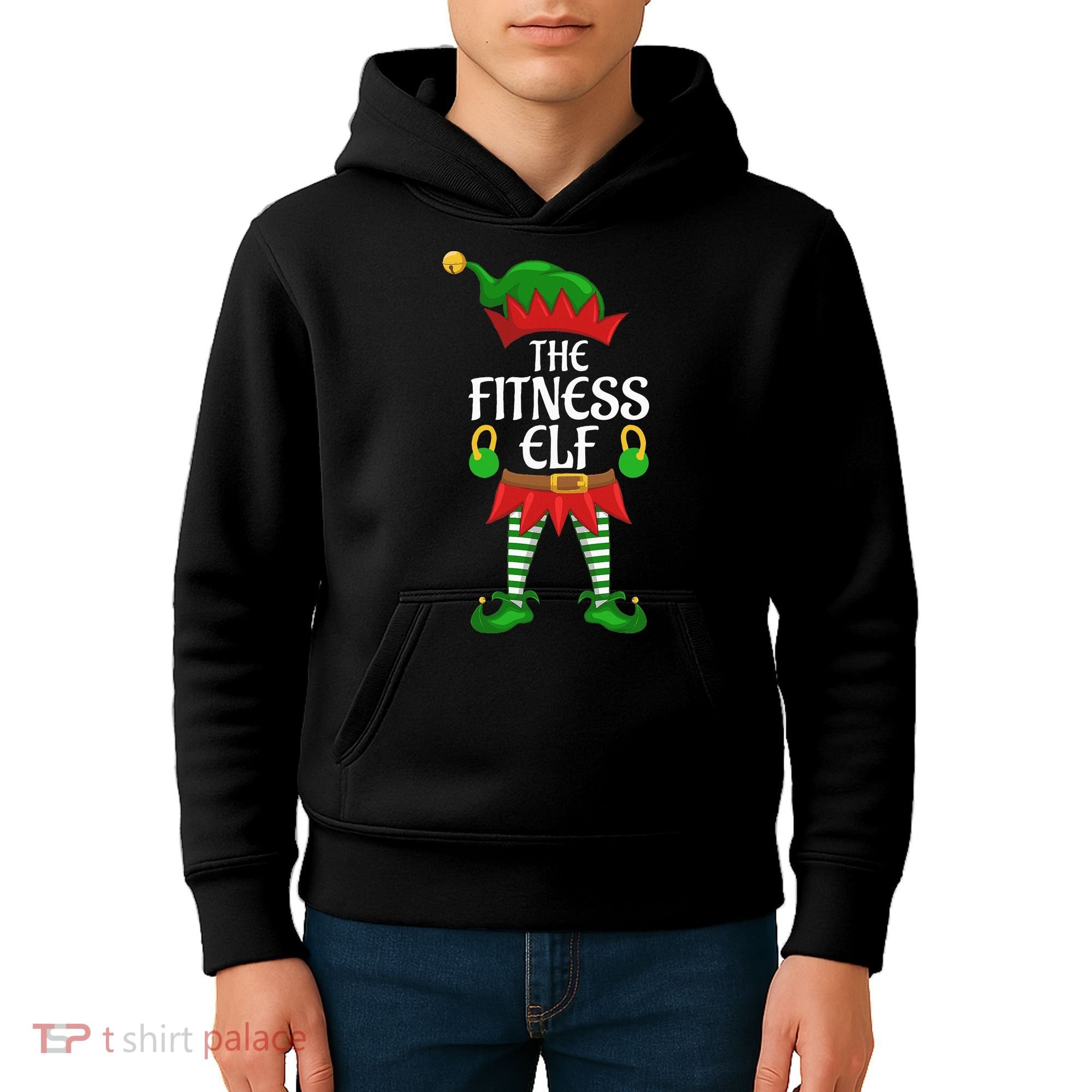 Fitness Elf Family Matching Group Christmas Party Kids Hoodie