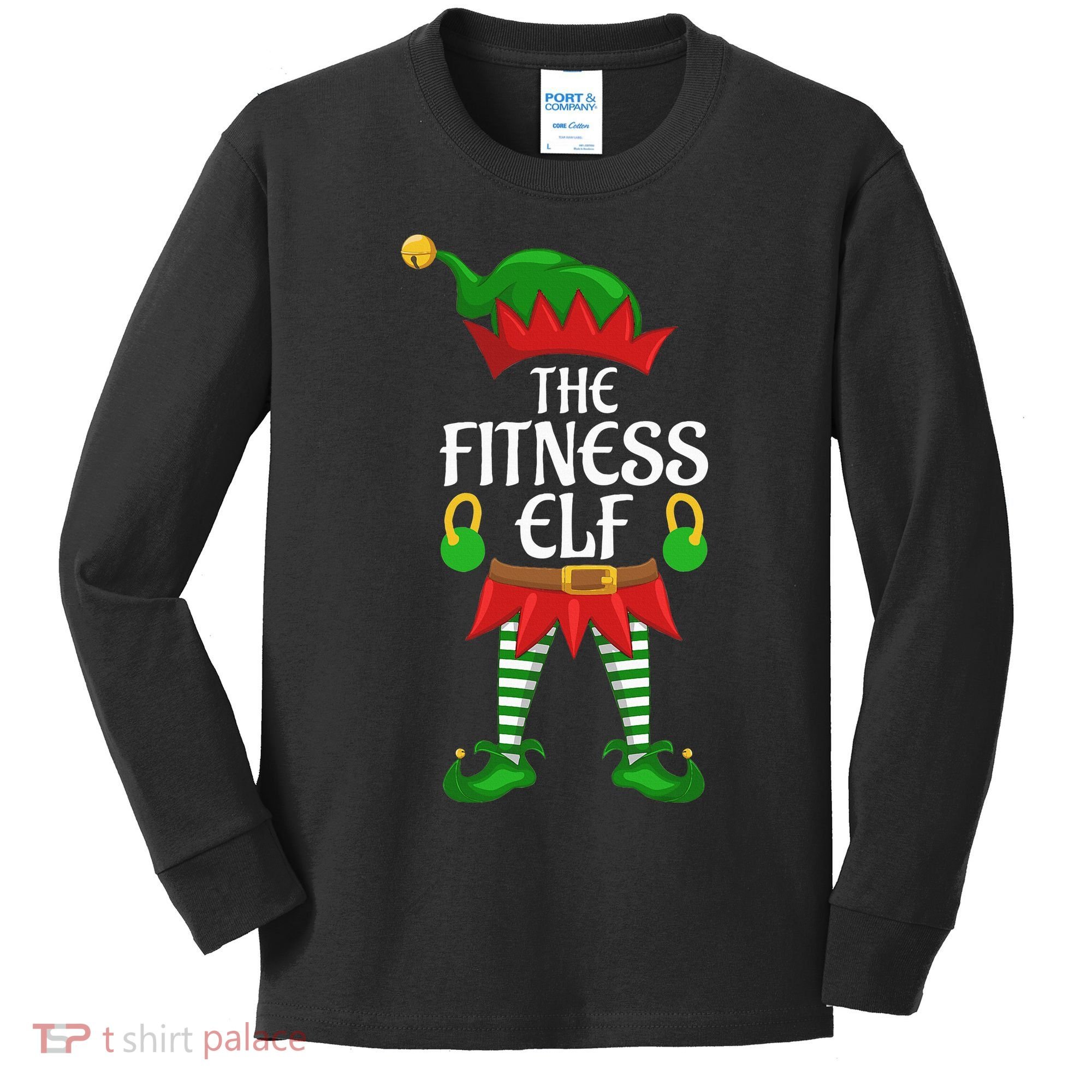 Fitness Elf Family Matching Group Christmas Party Kids Long Sleeve Shirt