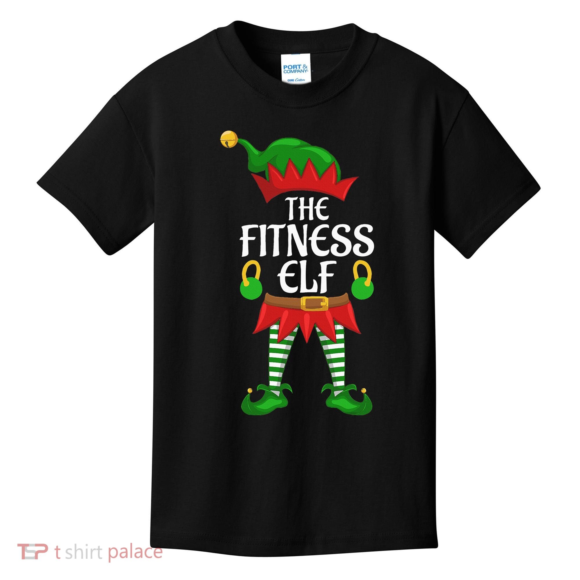 Fitness Elf Family Matching Group Christmas Party Kids T-Shirt